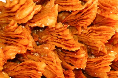 Doğu tatlıları. Baklava yakın. Şekerleme arka planı