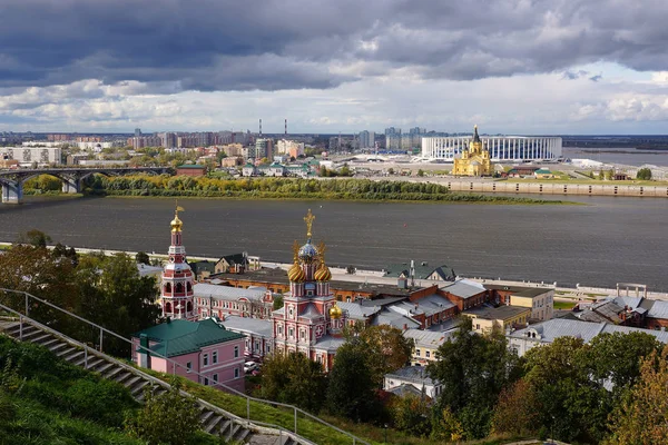 Нижній Новгород Росія Вересня 2019 Панорама Міста Вид Стадіон Олександро Стокова Картинка