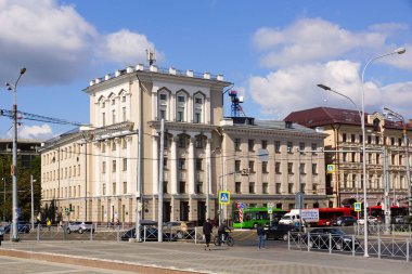 Kazan, Rusya - 3 Eylül 2019. Kazan Federal Üniversitesi Uluslararası İlişkiler Enstitüsü. Puşkin Caddesi, 1