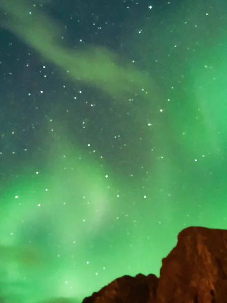 Luces Boreales Detrás Montaña — Foto de Stock