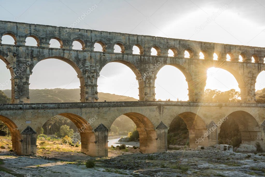 Roman aqueduct Pont du Gard.  France, Europe
