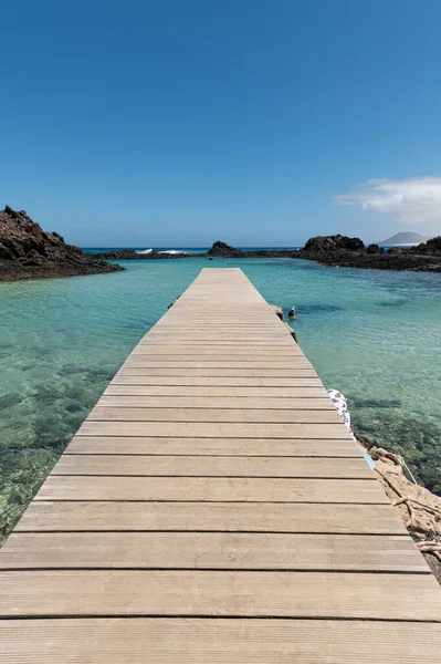 Muelle Madera Isla Lobos Cerca Fuerteventura Islas Canarias España —  Fotos de Stock