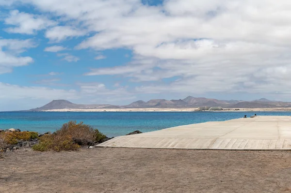 Přístav Ostrova Lobos Poblíž Fuerteventura Kde Nalodí Vystoupí Lodě Které — Stock fotografie