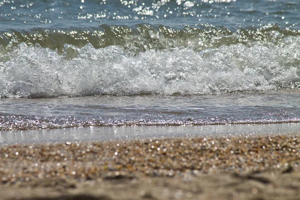Praia Com Mar Onda Closeup — Fotografia de Stock
