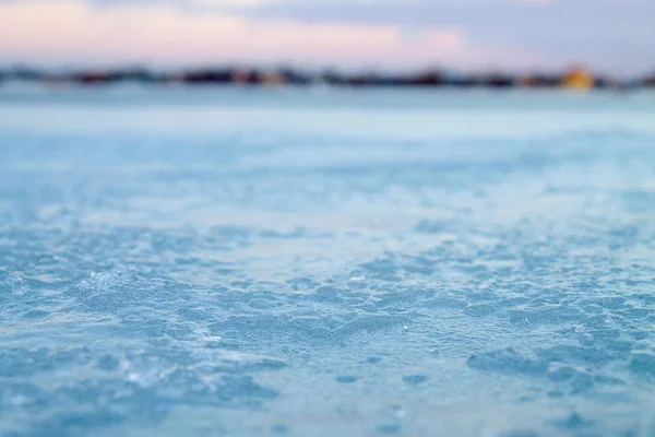 Зимний Фон Размытый Пейзаж Голубой Лед Крупным Планом — стоковое фото