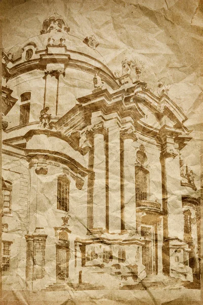 Imagem Vintage Igreja Dominicana Lvov Ucrânia — Fotografia de Stock