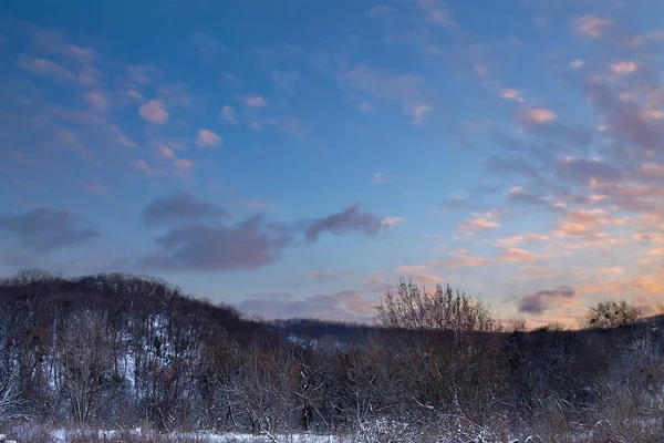 Winter Landscape Beautiful Evening Sky Stock Photo