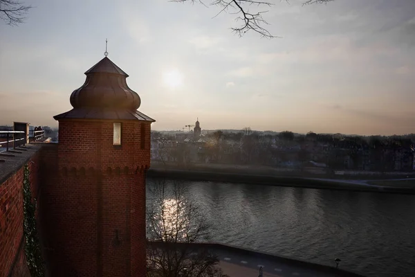 Blick Auf Die Weichsel Und Krakau Von Den Mauern Des — Stockfoto