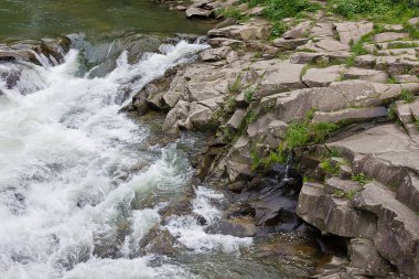 Probyu dağ nehri Ukrayna Karpatlar Prut üzerinde şelale