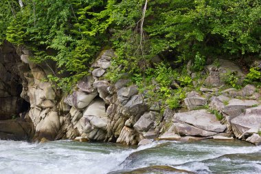 Ukrayna Karpat içinde Prut Nehri üzerinde şelale Probiy