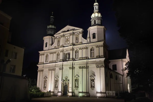 Bernardinenkirche Aus Dem Jahrhundert Barockstil Bernardinenkirche Bei Nacht Krakau Polen — Stockfoto
