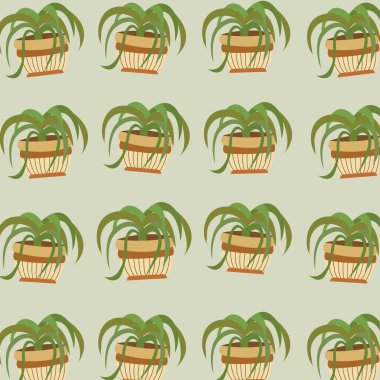 Ev için saksılarda yeşil bitkiler ve kusursuz desenler