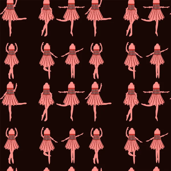 Sivri uçlu bir elbise içinde kırmızı balerinler koyu kırmızı arka plan karikatür vektörü üzerinde farklı pozlarda dans ediyorlar.