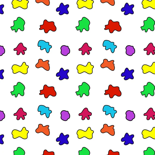 Beyaz arkaplan vektörü çiziminde çok renkli lekelerin kusursuz deseni