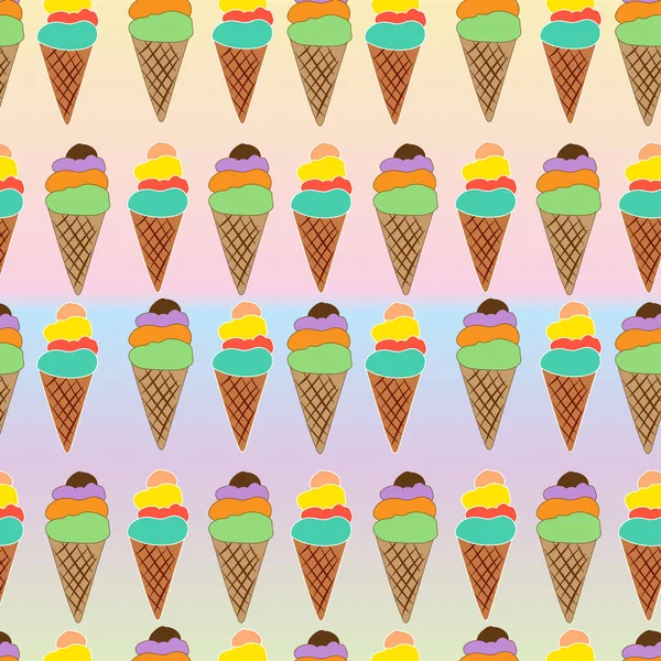 Helado Sin Costuras Con Cuatro Bolas Para Todos Los Gustos — Vector de stock