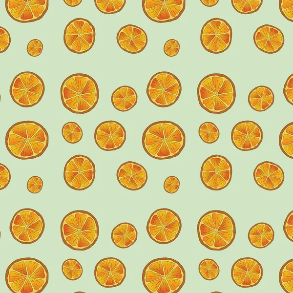 Modèle Sans Couture Orange Sur Fond Vert Clair Illustration Vectorielle — Image vectorielle