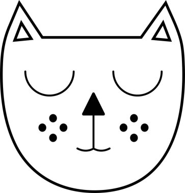 Uyuyan sevimli karakter kedi yavrusu çizim çizimi