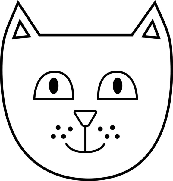 可爱的小猫脸涂鸦黑色直线拍 — 图库矢量图片