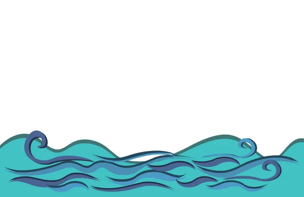Abstrakte Meer Blaue Wellen Fabelhafte Karikatur Tapete Hintergrund Vektor Illustration — Stockvektor
