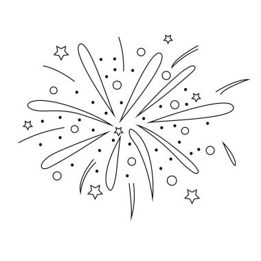 Doğum günü ve yeni yıl için doğrusal ikon şenlik havai fişekleri selamla. Tatil ikonu. Moda düz tasarım