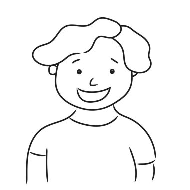 çocuk gülümsüyor karakter çizgisi karalama