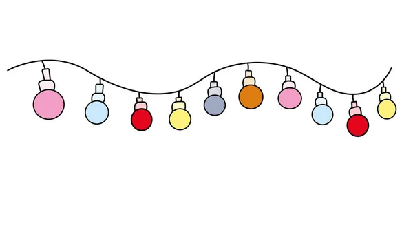 Icône Linéaire Lanternes Multicolores Festives Guirlande Pour Anniversaire Noël Icône — Image vectorielle