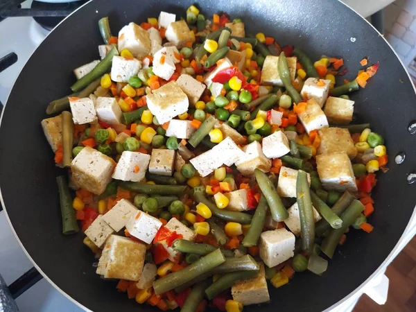 Gemüseeintopf Mit Tofukäse — Stockfoto