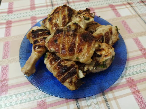 Poulet Barbecue Dans Assiette — Photo