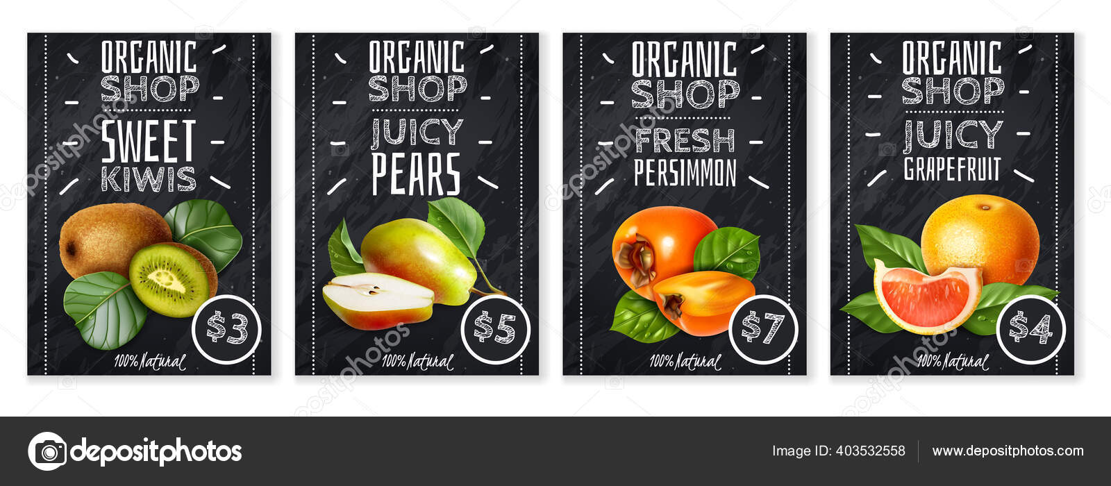 Panji Buah Yang Realistis Untuk Jus Iklan Menu Spanduk Dengan Stok Vektor C Rtn Studio 403532558