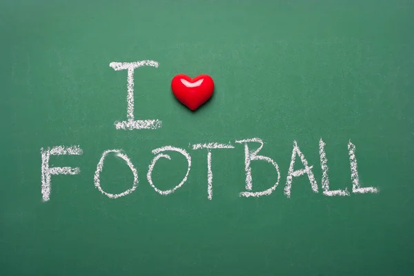 Uwielbiam Piłkę Nożną Zielonej Tablicy — Zdjęcie stockowe