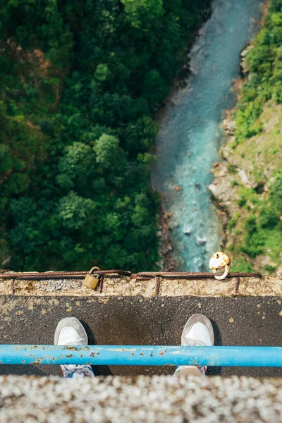 Canyon Sungai Jembatan Perspektif — Stok Foto