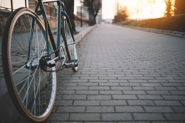 กรยานตอนพระอาท มมองต าของการข กรยาน — ภาพถ่ายสต็อก