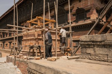 KATHMANDU, NEPAL - 7 Nisan 2016: Kathmandu Durbar Meydanı, Katmandu Vadisi 'ndeki üç Durbar (kraliyet sarayı) meydanından biri. Nisan 2015 Nepal depreminde hasar gördü.