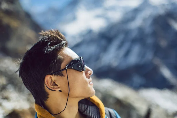 Perfil Retrato Jovem Sherpa — Fotografia de Stock
