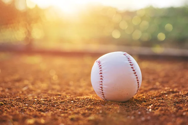 Baseball ball on baseball field