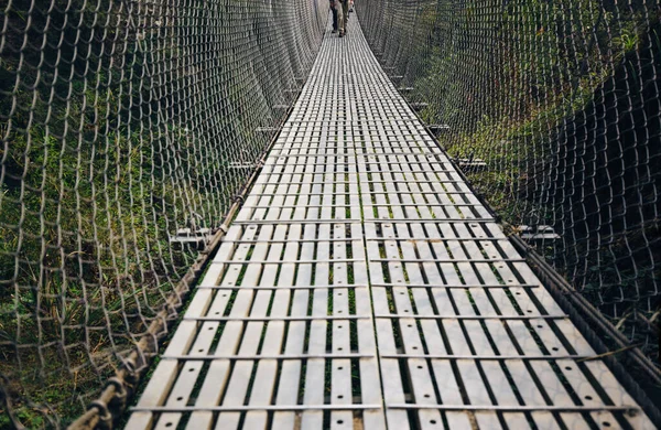 Ponte Suspensão Região Himalaia Annapurna — Fotografia de Stock