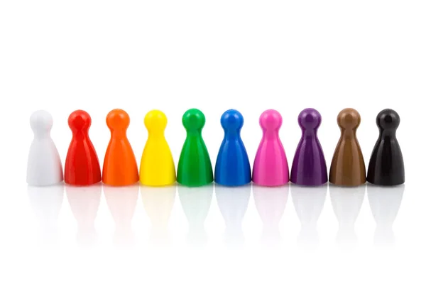 Multi Colore Plastica Pawns Isolato Bianco — Foto Stock