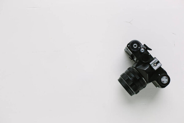 Retro Camera White Table Background Stock Picture
