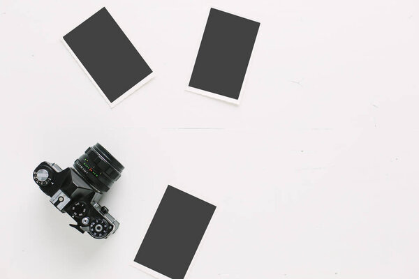 Old Fashioned Camera Photographs Blanked Out Stock Photo
