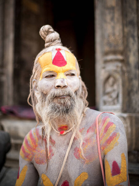 Kathmandu Nepal April 2016 Portrait Sadhu Pashupatinath Temple Hinduism Sadhu Stock Image