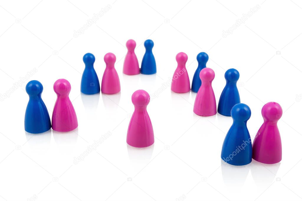 Multi Color Plastic Pawns isolated On White 