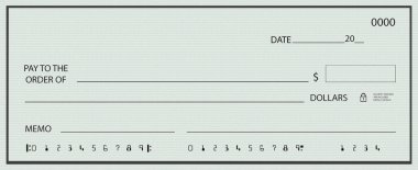 Blank check with false numbers clipart