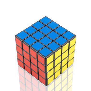 KRAGUJEVAC, SERBIA - 14 Ocak 2014: Beyaz arkaplanda Rubik küpü. Rubik Küpü, 1974 yılında Macar mimar Erno Rubik tarafından icat edildi..