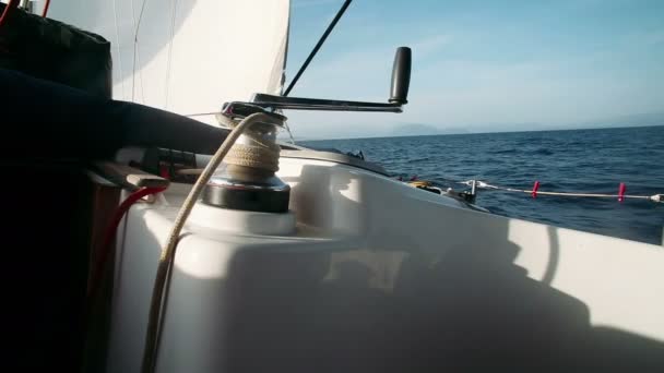 Gros Plan Corde Sur Treuil Yacht — Video