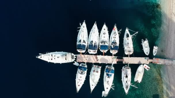 Vista Aerea Porto Turistico Barca Yacht Barche Vela Ormeggiate Molo — Video Stock