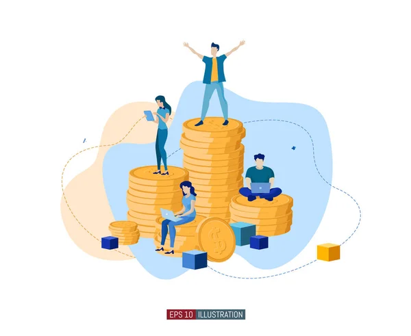 Trendy Flat Illustration Concept Illustration Financial Success Teamwork Competition Business — Stock Vector