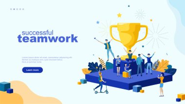 Moda düz çizim. Başarılı takım çalışması sayfası konsepti. İş planlama, iş stratejisi ve fikir alışverişinde bulunan ofis çalışanları. Tasarımınız için şablon. Vektör grafikleri.