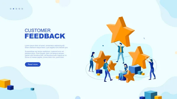 Trendig Platt Illustration Customer Reviews Rating Page Concept Handla Nätet — Stock vektor