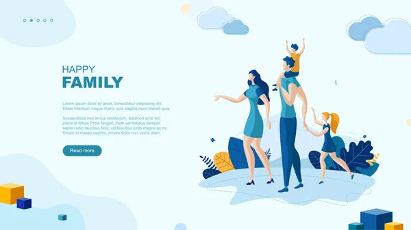 Moda düz çizim. Mutlu Aile kavramı. Tasarımının şablonu işe yarıyor. Vektör grafikleri.