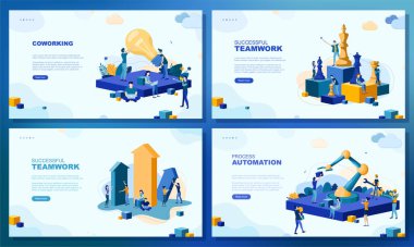 Moda düz çizim. Bir dizi web sayfası konsepti. Birlikte çalışıyoruz. Otomasyon. Başarılı bir takım çalışması. Satranç oyunu. Tasarımının şablonu işe yarıyor. Vektör grafikleri.